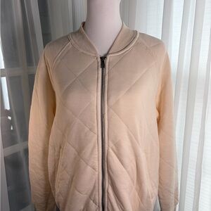 Sanctuary Women's Light Cream Quilted Bomber Jacket